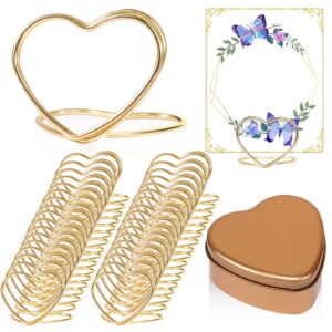 30pcs gold place card holders for weddings table card holders picture holder heart name card holder metal place cards for table setting (heart)