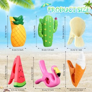 20 Pcs Beach Towel Clips Plastic Beach Chair Clips Flamingo Parrot Watermelon Pineapple Ice Cream Portable Swimming Pool Towel Holder Funny Clothespins for Christmas Party Gift Pool Blanket Decoration