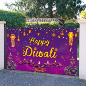 Happy Diwali Backdrop Banner Diwali Wall Backdrops Photography Background Banners and Signs Diwal Party Decorations Supplies for Indian Light Celebration Party, Happy Diwali Festival, 72 x 43 Inch