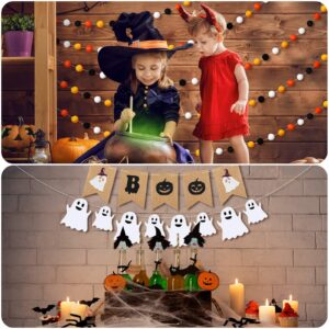 Halloween Banner 3 Pcs Burlap Boo Banner Felt Garland Ghost Decor White Orange and Black Hanging Halloween Decorations Outdoor for Party Halloween Birthday Fireplace Carnival Decorations