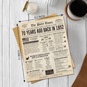 RollupJoy Funny 70th Birthday Gifts for Men Women, Jumbo 70th Birthday Card for Dad Mom Husband Wife Friends, 70 Years Ago Back in 1952 Card