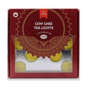 swaha ghee tea-lights, 12 pcs, 1.5 hour burning time for puja, yoga & meditation