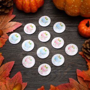 100 Pcs Pumpkin Gender Reveal Pins Pumpkin Baby Shower Buttons Pins Fall Team Boy Team Girl Pins for Thanksgiving Halloween Reveal Parties and Baby Showers Decorations