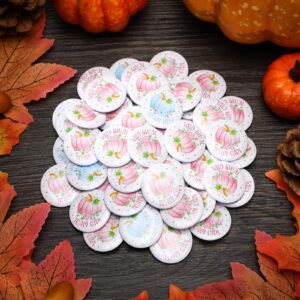 100 Pcs Pumpkin Gender Reveal Pins Pumpkin Baby Shower Buttons Pins Fall Team Boy Team Girl Pins for Thanksgiving Halloween Reveal Parties and Baby Showers Decorations