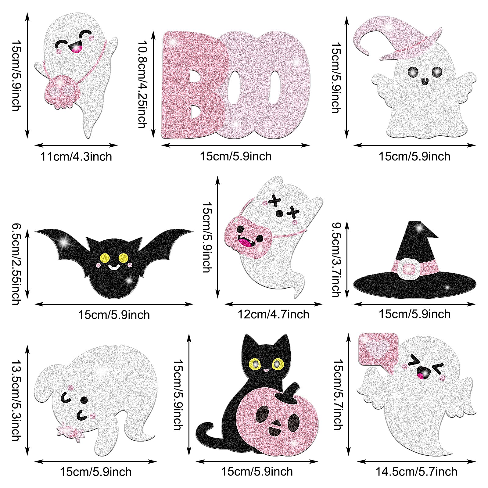 Geyee 36 Pcs Halloween Baby Shower Decorations Boo Cake Topper Ghost Tables Centerpieces Sticks Spooky Banner Decorations Halloween Centerpieces for Table Birthday Pink and Black Party Supplies