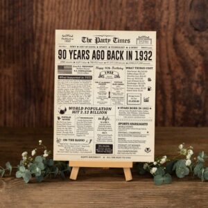 RollupJoy Funny 90th Birthday Gifts for Men Women, Jumbo 90th Birthday Card for Dad Mom Husband Wife Friends, 90 Years Ago Back in 1932 Card