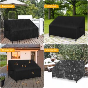 Miuwauer Patio Loveseat Cover Waterproof 60" Wx34 Dx30 H Outdoor Couch Cover Heavy Duty with Air Vent Patio Furniture Covers for 2-Seat Couch Sofa Loveseat Lawn Garden, Black