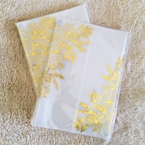 LUCKY STAR 25 sets Shiny Gold foil Floral Embossing Vellum Wedding Invitations Cards with Envelopes Blank Inner Sheets for Bridal Shower Baby Party Engagement Anniversary Invite Sweet 16