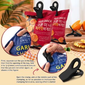 Chip Clips, Bag Clips, 6 Pack Black Magnetic Clips, Chip Clips Bag Clips Food Clips, Bag Clips for Food, Clips for Food Packages, Magnet Clips, Chip Bag Clip, Magnetic Chip Clips for Fridge