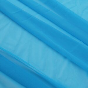 superfine 4-way stretch net fabric nylon spandex power mesh lightweight sheer 60" wide, a continuous 5 yards (cyan blue)