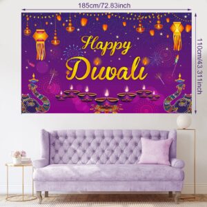 Happy Diwali Backdrop Banner Diwali Wall Backdrops Photography Background Banners and Signs Diwal Party Decorations Supplies for Indian Light Celebration Party, Happy Diwali Festival, 72 x 43 Inch