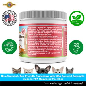 Calcium for Dogs and Cats - Fine Eggshell Powder - Strong Hip & Joint Supplement for Dogs and Cats- Dietary Supplement - No Additives - Pet's Friend Eggshellent Calcium 6oz