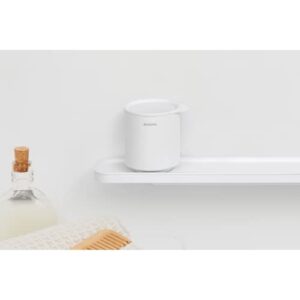 Brabantia MindSet Bathroom Storage Pot with Lid (Mineral Fresh White) Cue Tip, Cotton Pads, Jewellery Storage Organizer Holder for Washbasin or Cupboard