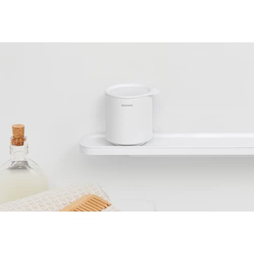 Brabantia MindSet Bathroom Storage Pot with Lid (Mineral Fresh White) Cue Tip, Cotton Pads, Jewellery Storage Organizer Holder for Washbasin or Cupboard