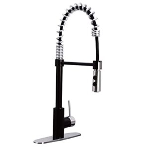 westbrass ks18a-1220 21" commercial kitchen faucet with dual function open coil pull down sprayer and 1-lever handle, oil rubbed bronze/stainless steel