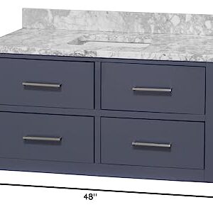 Kitchen Bath Collection Helsinki 48-inch Floating Bathroom Vanity (Carrara/Marine Gray): Includes Marine Gray Cabinet with Carrara Countertop and White Ceramic Sink