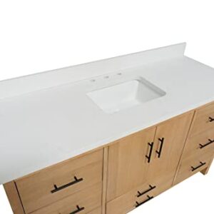 Kitchen Bath Collection California 60-inch Single Bathroom Vanity (Matte White/Blonde): Includes Blonde Cabinet with Matte White Countertop and White Ceramic Sink