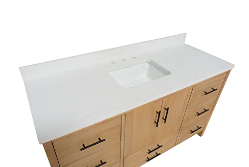 Kitchen Bath Collection California 60-inch Single Bathroom Vanity (Matte White/Blonde): Includes Blonde Cabinet with Matte White Countertop and White Ceramic Sink