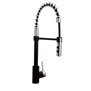 Westbrass KS18A-1220 21" Commercial Kitchen Faucet with Dual Function Open Coil Pull Down Sprayer and 1-Lever Handle, Oil Rubbed Bronze/Stainless Steel