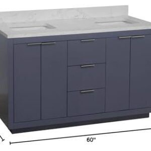 Kitchen Bath Collection Stockholm 60-inch Double Bathroom Vanity (Engineered Marble/Marine Gray): Includes Marine Gray Cabinet with Engineered Marble Countertop and White Ceramic Sinks