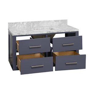 Kitchen Bath Collection Helsinki 48-inch Floating Bathroom Vanity (Carrara/Marine Gray): Includes Marine Gray Cabinet with Carrara Countertop and White Ceramic Sink