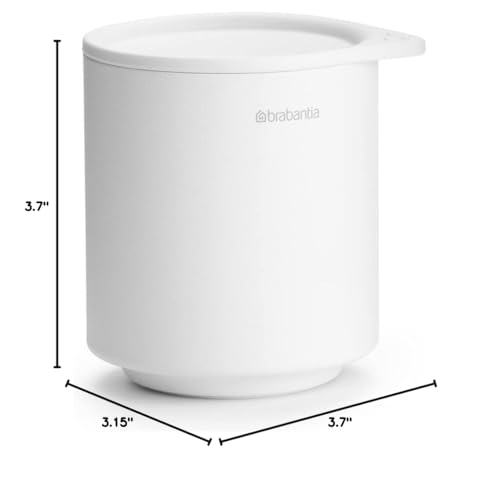 Brabantia MindSet Bathroom Storage Pot with Lid (Mineral Fresh White) Cue Tip, Cotton Pads, Jewellery Storage Organizer Holder for Washbasin or Cupboard