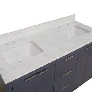 Kitchen Bath Collection Stockholm 60-inch Double Bathroom Vanity (Engineered Marble/Marine Gray): Includes Marine Gray Cabinet with Engineered Marble Countertop and White Ceramic Sinks