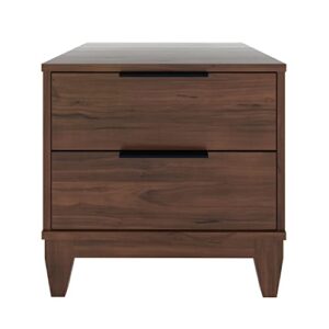 Boyd Sleep Bedroom Nightstand Bedside Table: Mackay Two Drawer Storage with Leg Base, Walnut