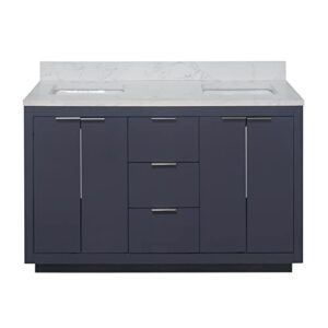 Kitchen Bath Collection Stockholm 60-inch Double Bathroom Vanity (Engineered Marble/Marine Gray): Includes Marine Gray Cabinet with Engineered Marble Countertop and White Ceramic Sinks