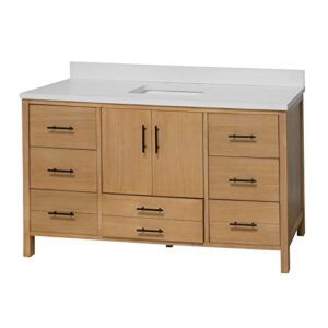 Kitchen Bath Collection California 60-inch Single Bathroom Vanity (Matte White/Blonde): Includes Blonde Cabinet with Matte White Countertop and White Ceramic Sink