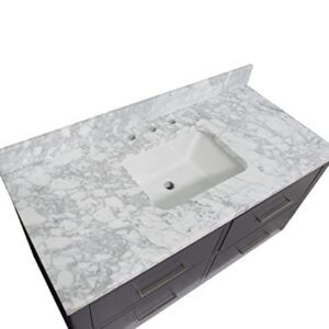 Kitchen Bath Collection Helsinki 48-inch Floating Bathroom Vanity (Carrara/Marine Gray): Includes Marine Gray Cabinet with Carrara Countertop and White Ceramic Sink