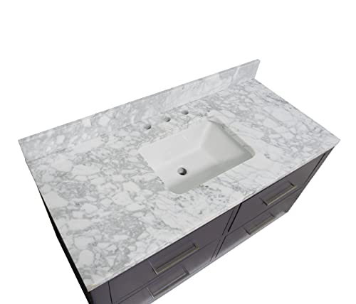 Kitchen Bath Collection Helsinki 48-inch Floating Bathroom Vanity (Carrara/Marine Gray): Includes Marine Gray Cabinet with Carrara Countertop and White Ceramic Sink