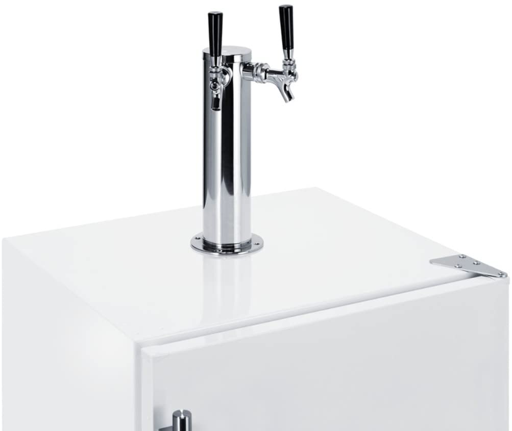 Summit Appliance SBC58WHBIADA 24" Wide Built-in Undercounter ADA Height Commercially Listed Dual Tap Beer Dispenser in White with Stainless Steel Handle, Automatic Defrost, Adjustable Thermostat