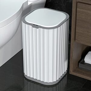 mopall rechargeable bathroom trash can,motion sensor trash can automatic touchless,white 3.5 gallon smart garbage can with lid,auto-adsorption slim small waste basket for bedroom,bathroom,kitchen