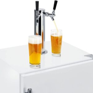 Summit Appliance SBC58WHBIADA 24" Wide Built-in Undercounter ADA Height Commercially Listed Dual Tap Beer Dispenser in White with Stainless Steel Handle, Automatic Defrost, Adjustable Thermostat