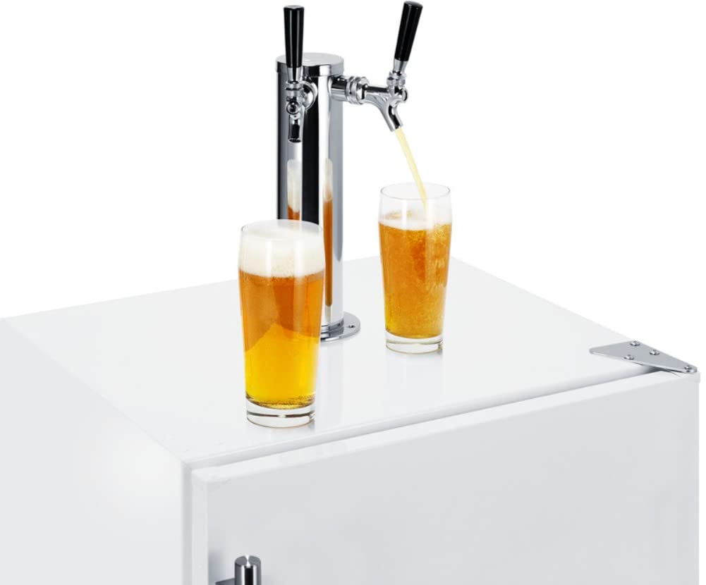 Summit Appliance SBC58WHBIADA 24" Wide Built-in Undercounter ADA Height Commercially Listed Dual Tap Beer Dispenser in White with Stainless Steel Handle, Automatic Defrost, Adjustable Thermostat