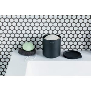 Brabantia MindSet Bathroom Storage Pot with Lid (Mineral Infinite Gray) Cue Tip, Cotton Pads, Jewellery Storage Organizer Holder for Washbasin or Cupboard