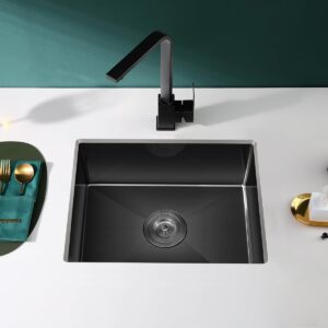 TSIBOMU 20 x 16 Inch Undermount Kitchen Sink, 304 Stainless Steel Single Bowl Small Kitchen Bar Sink Undermount, Brushed Nickel