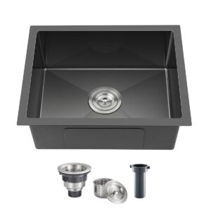 tsibomu 20 x 16 inch undermount kitchen sink, 304 stainless steel single bowl small kitchen bar sink undermount, brushed nickel