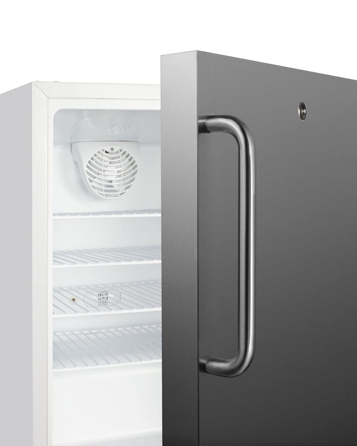 Summit Appliance SCR504SSTBADA 21" Wide Built-in Undercounter ADA Compliant Commercial All-refrigerator with Stainless Steel Door, Front Lock, Automatic Defrost and White Cabinet