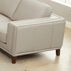 Hydeline Lyon Top Grain Leather Sofa Couch, 89", Vanilla, Feather Down, Memory Foam and Springs Seating