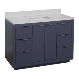 stockholm 48-inch bathroom vanity (engineered marble/marine gray): includes marine gray cabinet with engineered marble countertop and white ceramic sink