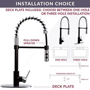 Westbrass KS18A-1220 21" Commercial Kitchen Faucet with Dual Function Open Coil Pull Down Sprayer and 1-Lever Handle, Oil Rubbed Bronze/Stainless Steel