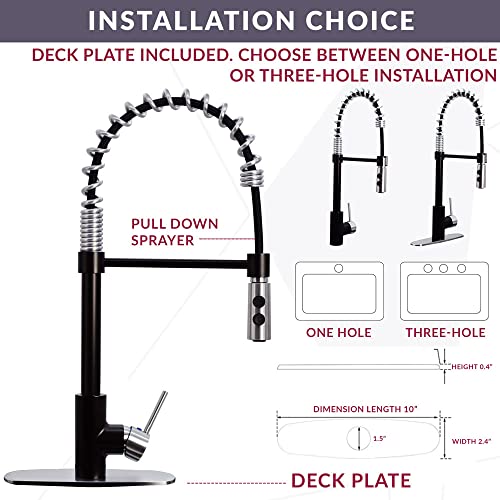 Westbrass KS18A-1220 21" Commercial Kitchen Faucet with Dual Function Open Coil Pull Down Sprayer and 1-Lever Handle, Oil Rubbed Bronze/Stainless Steel