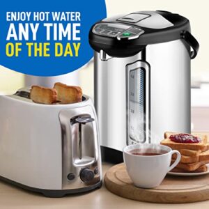 NutriChef Electric Water Boiler and Warmer - 5L/5.28 Qt Stainless Steel Hot Water Dispenser w/Rotating Base, Keep Warm Temperature Set, Auto Shut Off, Safety Lock, Instant Heating for Coffee & Tea