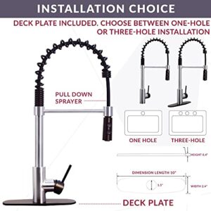 Westbrass KS18A-2012 21" Commercial Style Kitchen Faucet with Dual Function Open Coil Pull Down Sprayer and 1-Lever Handle, Stainless Steel/Oil Rubbed Bronze