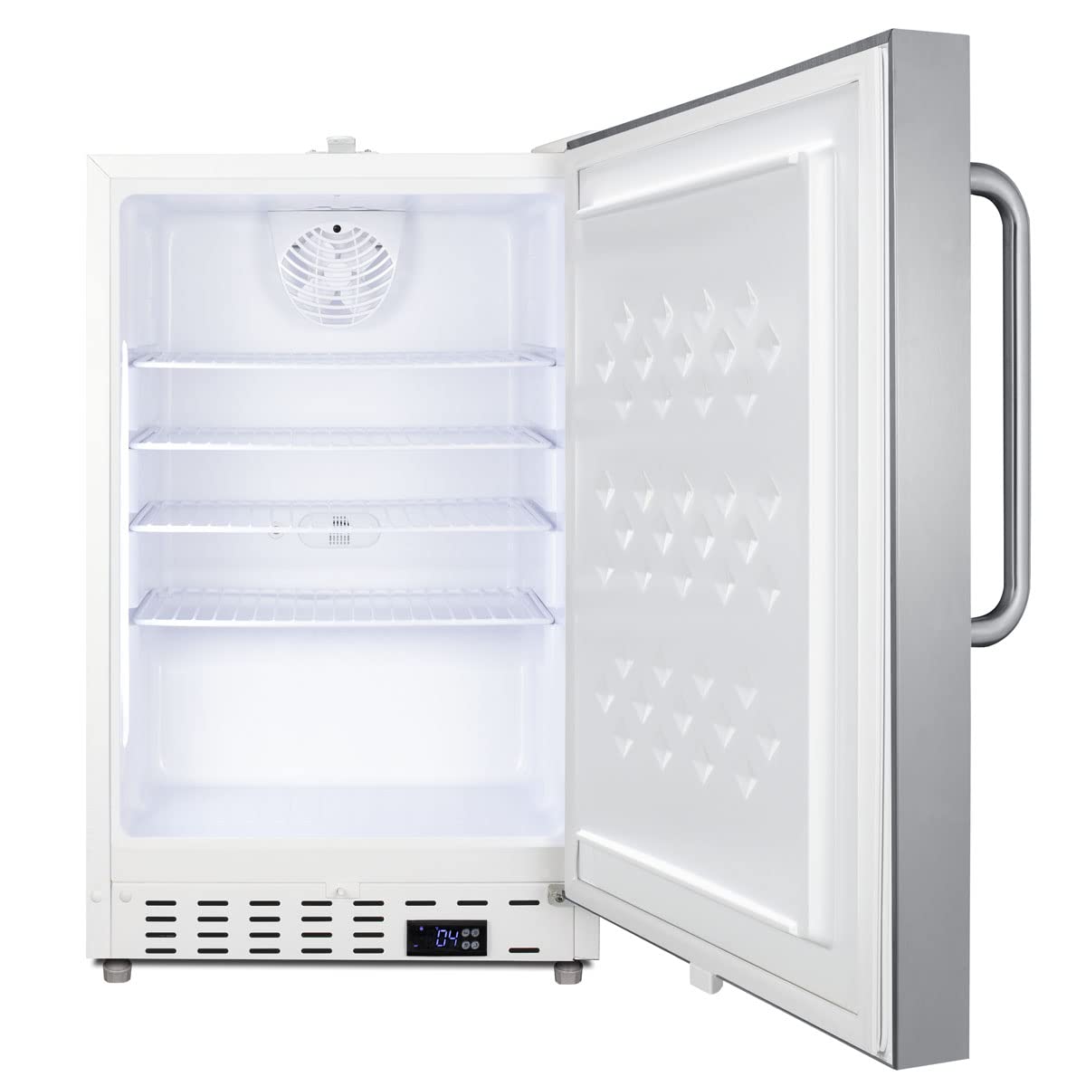 Summit Appliance SCR504SSTBADA 21" Wide Built-in Undercounter ADA Compliant Commercial All-refrigerator with Stainless Steel Door, Front Lock, Automatic Defrost and White Cabinet