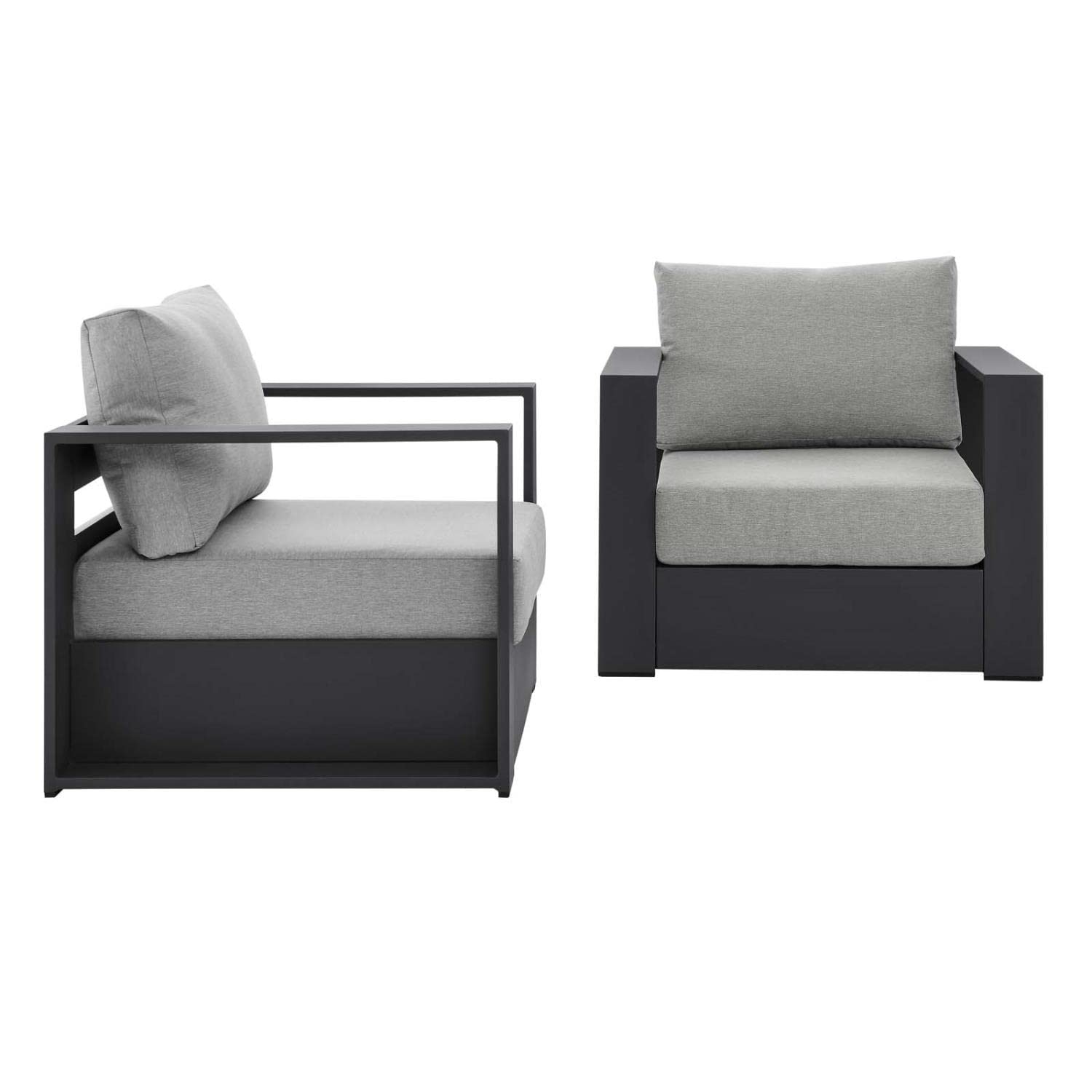 Modway Tahoe Fabric & Aluminum Outdoor Armchair in Gray (Set of 2)