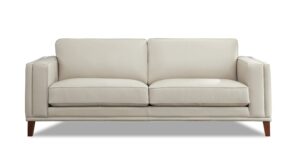 hydeline lyon top grain leather sofa couch, 89", vanilla, feather down, memory foam and springs seating