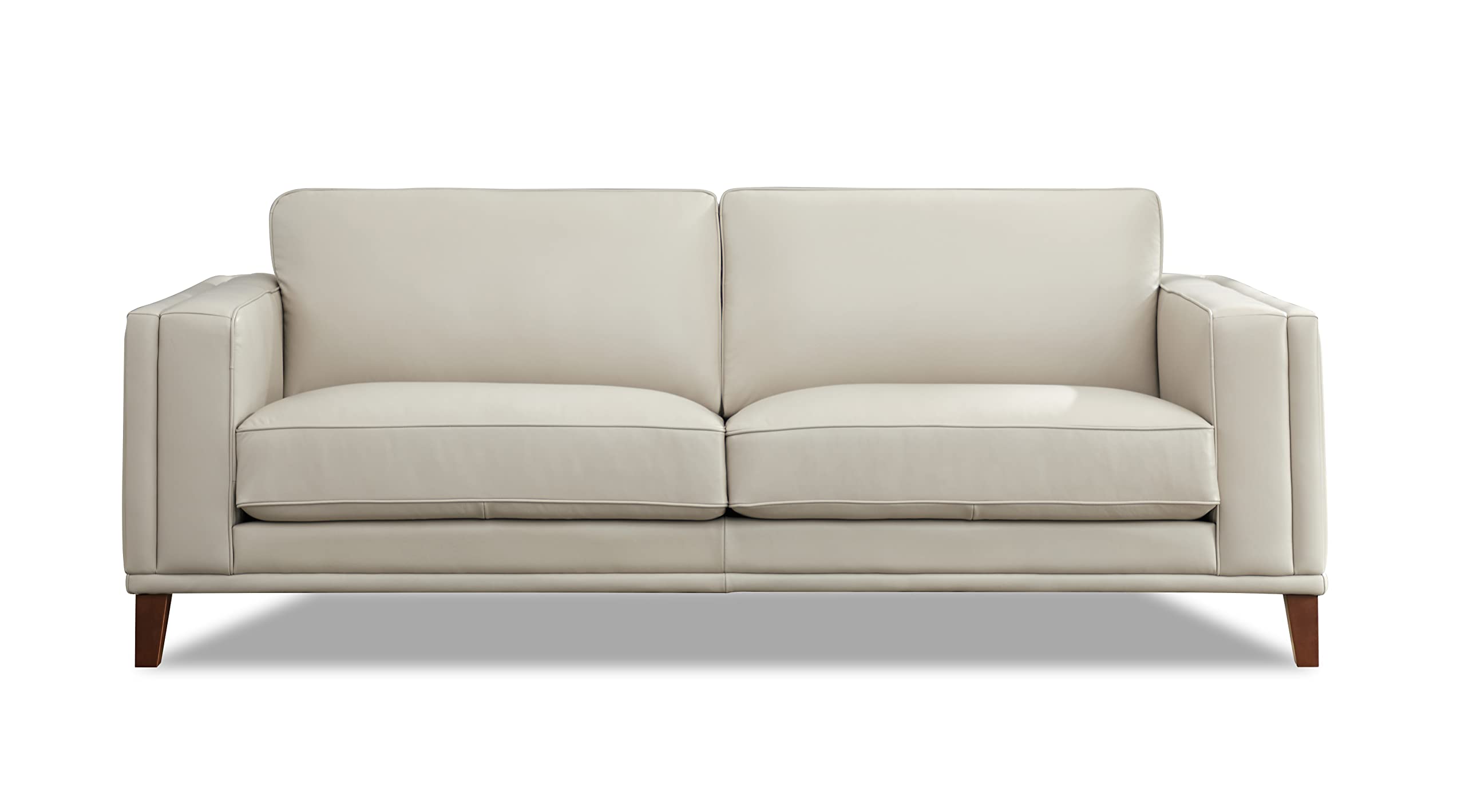 Hydeline Lyon Top Grain Leather Sofa Couch, 89", Vanilla, Feather Down, Memory Foam and Springs Seating